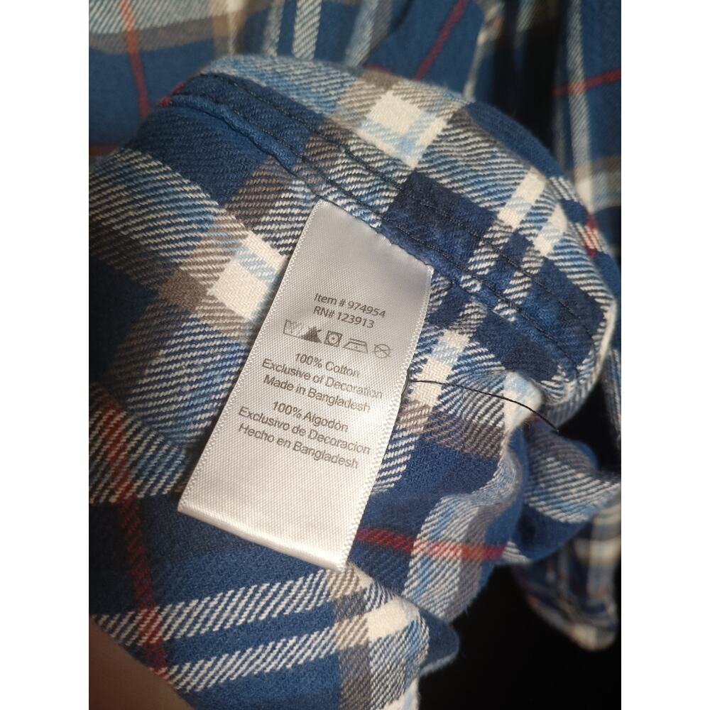 Jachs Men’s XLT Flannel Shirt Blue Plaid Heavy Knit Cotton Long Sleeve Casual - Picture 3 of 5